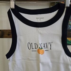 Old Navy SNUG White and Navy Tank Top
